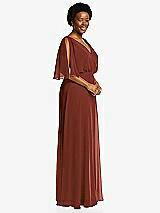 Side View Thumbnail - Auburn Moon V-Neck Split Sleeve Blouson Bodice Maxi Dress