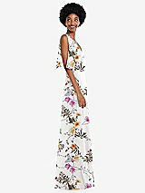 Alt View 2 Thumbnail - Butterfly Botanica Ivory V-Neck Split Sleeve Blouson Bodice Maxi Dress