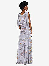 Alt View 3 Thumbnail - Butterfly Botanica Silver Dove V-Neck Split Sleeve Blouson Bodice Maxi Dress