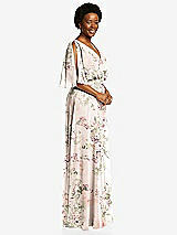 Side View Thumbnail - Blush Garden V-Neck Split Sleeve Blouson Bodice Maxi Dress