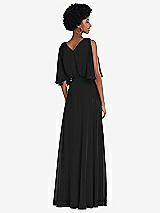 Alt View 3 Thumbnail - Black V-Neck Split Sleeve Blouson Bodice Maxi Dress