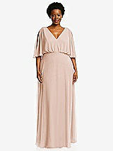 Front View Thumbnail - Cameo V-Neck Split Sleeve Blouson Bodice Maxi Dress