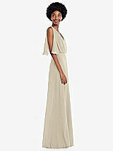 Alt View 2 Thumbnail - Champagne V-Neck Split Sleeve Blouson Bodice Maxi Dress