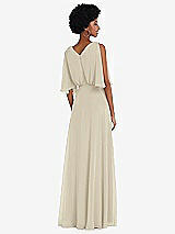 Alt View 3 Thumbnail - Champagne V-Neck Split Sleeve Blouson Bodice Maxi Dress