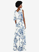 Alt View 3 Thumbnail - Cottage Rose Dusk Blue V-Neck Split Sleeve Blouson Bodice Maxi Dress