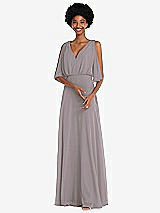 Alt View 1 Thumbnail - Cashmere Gray V-Neck Split Sleeve Blouson Bodice Maxi Dress