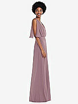 Alt View 2 Thumbnail - Dusty Rose V-Neck Split Sleeve Blouson Bodice Maxi Dress