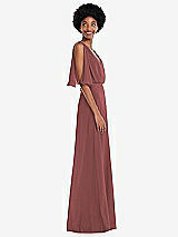 Alt View 2 Thumbnail - English Rose V-Neck Split Sleeve Blouson Bodice Maxi Dress