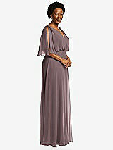 Side View Thumbnail - French Truffle V-Neck Split Sleeve Blouson Bodice Maxi Dress