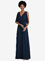 Alt View 1 Thumbnail - Midnight Navy V-Neck Split Sleeve Blouson Bodice Maxi Dress