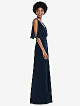 Alt View 2 Thumbnail - Midnight Navy V-Neck Split Sleeve Blouson Bodice Maxi Dress