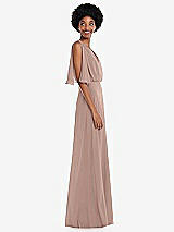 Alt View 2 Thumbnail - Neu Nude V-Neck Split Sleeve Blouson Bodice Maxi Dress