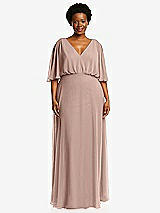 Front View Thumbnail - Neu Nude V-Neck Split Sleeve Blouson Bodice Maxi Dress