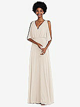 Alt View 1 Thumbnail - Oat V-Neck Split Sleeve Blouson Bodice Maxi Dress