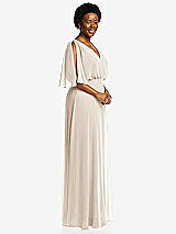 Side View Thumbnail - Oat V-Neck Split Sleeve Blouson Bodice Maxi Dress