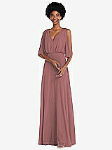 Alt View 1 Thumbnail - Rosewood V-Neck Split Sleeve Blouson Bodice Maxi Dress