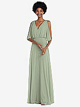 Alt View 1 Thumbnail - Sage V-Neck Split Sleeve Blouson Bodice Maxi Dress