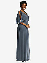 Side View Thumbnail - Silverstone V-Neck Split Sleeve Blouson Bodice Maxi Dress