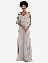 Alt View 1 Thumbnail - Taupe V-Neck Split Sleeve Blouson Bodice Maxi Dress