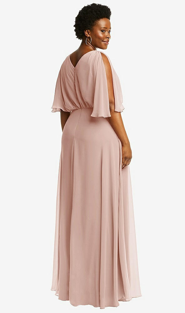 Back View - Toasted Sugar V-Neck Split Sleeve Blouson Bodice Maxi Dress