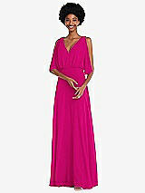 Alt View 1 Thumbnail - Think Pink V-Neck Split Sleeve Blouson Bodice Maxi Dress