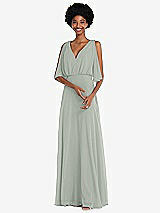 Alt View 1 Thumbnail - Willow Green V-Neck Split Sleeve Blouson Bodice Maxi Dress