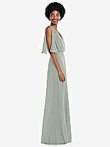 Alt View 2 Thumbnail - Willow Green V-Neck Split Sleeve Blouson Bodice Maxi Dress