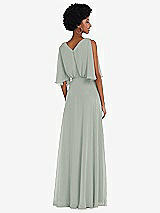 Alt View 3 Thumbnail - Willow Green V-Neck Split Sleeve Blouson Bodice Maxi Dress