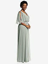 Side View Thumbnail - Willow Green V-Neck Split Sleeve Blouson Bodice Maxi Dress