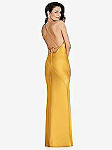 Rear View Thumbnail - NYC Yellow Halter Convertible Strap Bias Slip Dress With Front Slit