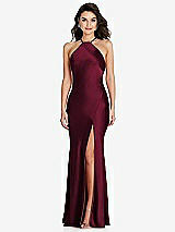 Front View Thumbnail - Cabernet Halter Convertible Strap Bias Slip Dress With Front Slit