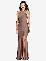 Front View Thumbnail - Sienna Halter Convertible Strap Bias Slip Dress With Front Slit