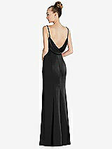 Front View Thumbnail - Black Draped Cowl-Back Princess Line Dress with Front Slit