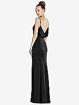 Side View Thumbnail - Black Draped Cowl-Back Princess Line Dress with Front Slit