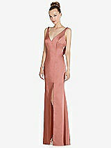 Alt View 1 Thumbnail - Desert Rose Draped Cowl-Back Princess Line Dress with Front Slit