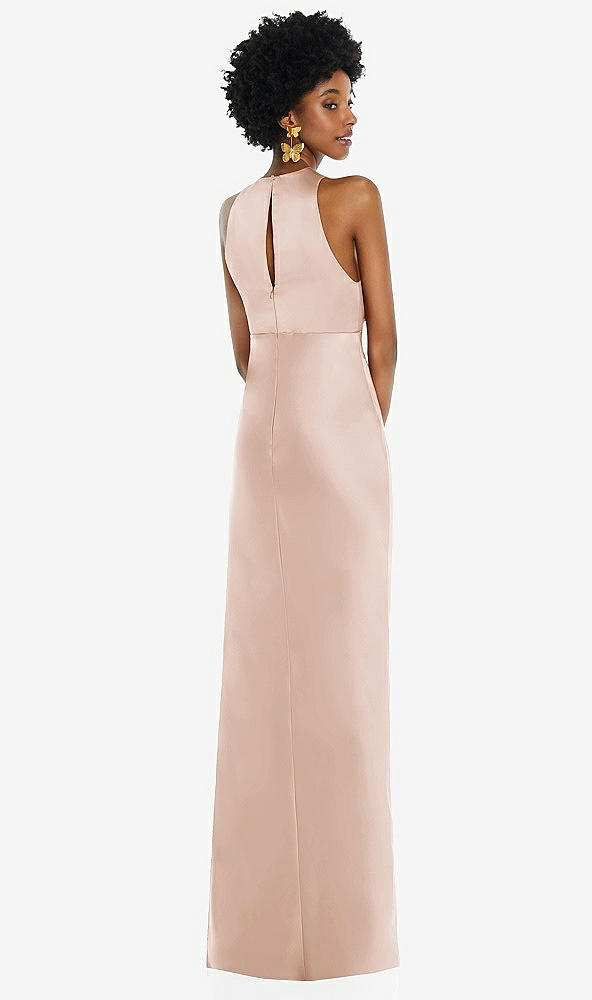 Back View - Cameo Jewel Neck Sleeveless Maxi Dress with Bias Skirt