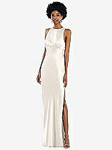 Front View Thumbnail - Ivory Jewel Neck Sleeveless Maxi Dress with Bias Skirt