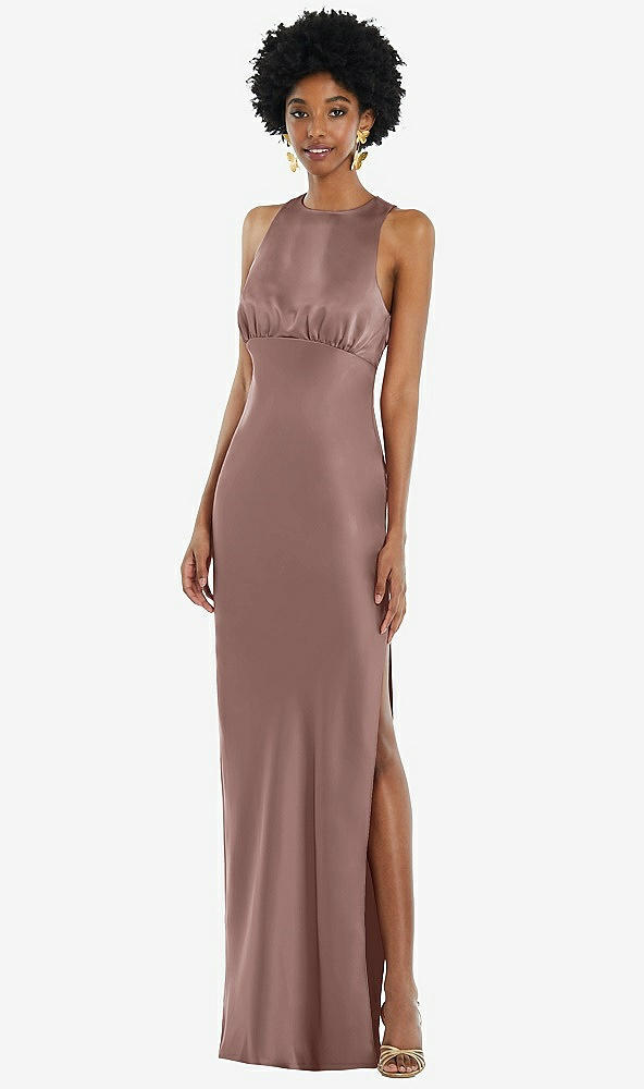 Front View - Sienna Jewel Neck Sleeveless Maxi Dress with Bias Skirt