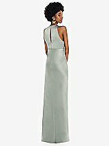 Rear View Thumbnail - Willow Green Jewel Neck Sleeveless Maxi Dress with Bias Skirt