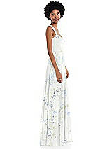 Side View Thumbnail - Bleu Garden Contoured Wide Strap Sweetheart Maxi Dress