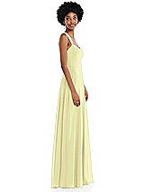 Side View Thumbnail - Butter Yellow Contoured Wide Strap Sweetheart Maxi Dress