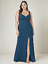 Alt View 1 Thumbnail - Dusk Blue Contoured Wide Strap Sweetheart Maxi Dress