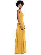 Side View Thumbnail - NYC Yellow Contoured Wide Strap Sweetheart Maxi Dress