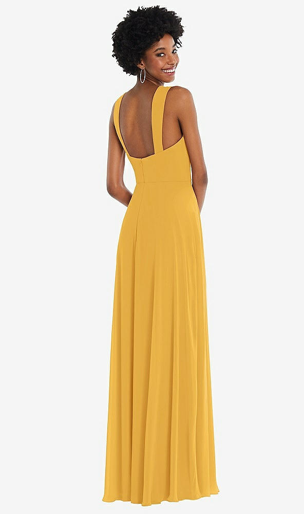 Back View - NYC Yellow Contoured Wide Strap Sweetheart Maxi Dress