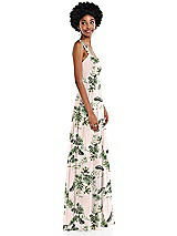 Side View Thumbnail - Palm Beach Print Contoured Wide Strap Sweetheart Maxi Dress