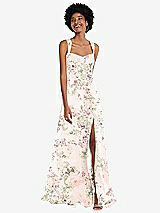 Front View Thumbnail - Blush Garden Contoured Wide Strap Sweetheart Maxi Dress