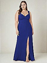 Alt View 1 Thumbnail - Cobalt Blue Contoured Wide Strap Sweetheart Maxi Dress