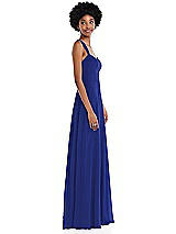 Side View Thumbnail - Cobalt Blue Contoured Wide Strap Sweetheart Maxi Dress