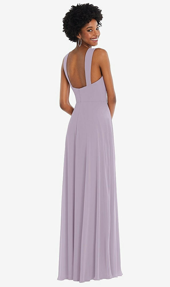 Back View - Lilac Haze Contoured Wide Strap Sweetheart Maxi Dress