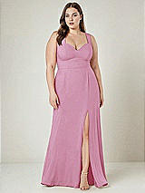 Alt View 1 Thumbnail - Powder Pink Contoured Wide Strap Sweetheart Maxi Dress